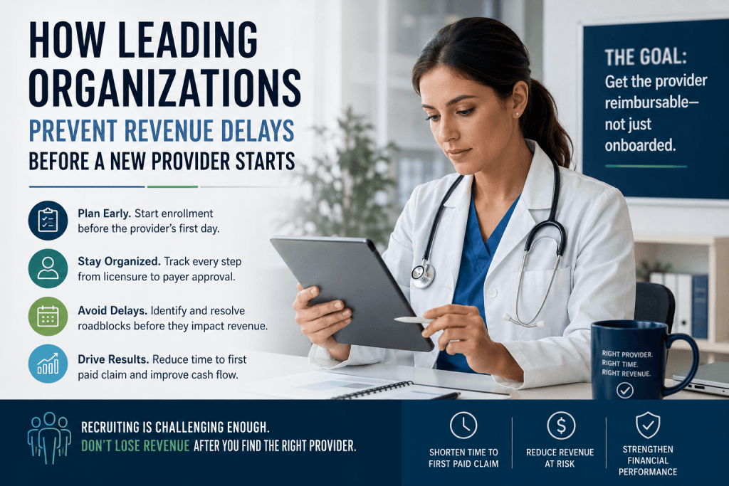 Comparison of traditional lagging revenue cycle metrics like AR days and denials with leading indicators such as time to first paid claim and provider enrollment aging